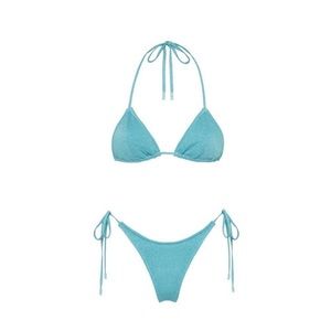 Baby blue sparkle triangl bikini set